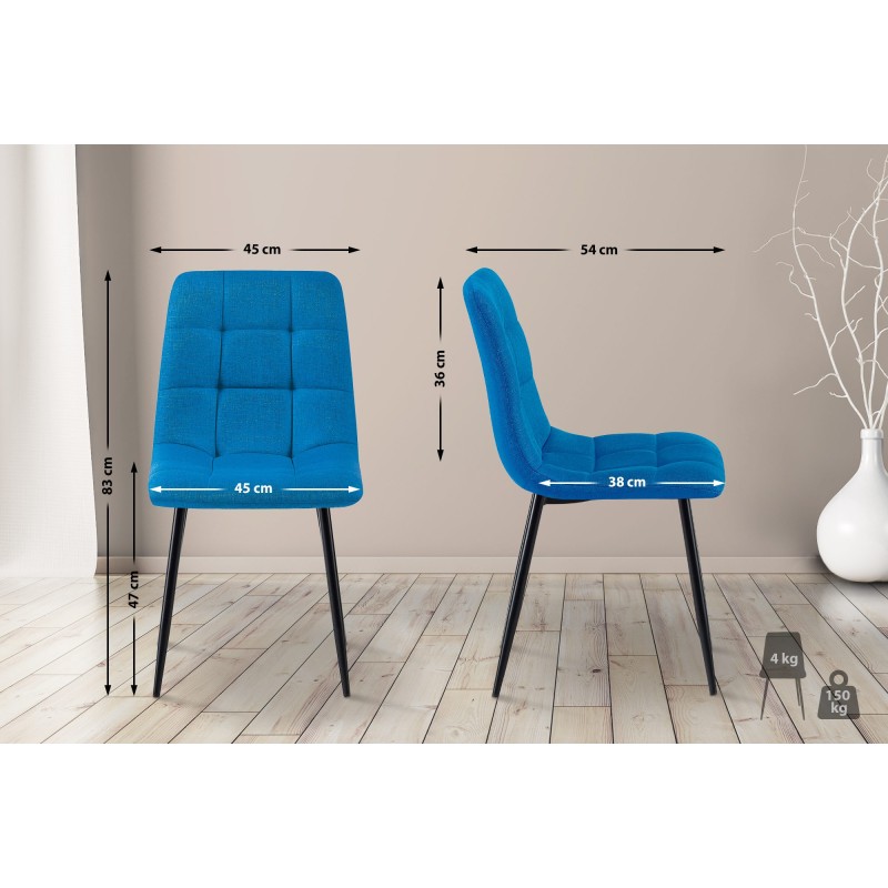 Juego de 2 sillas de comedor Tilde en tela azul claro