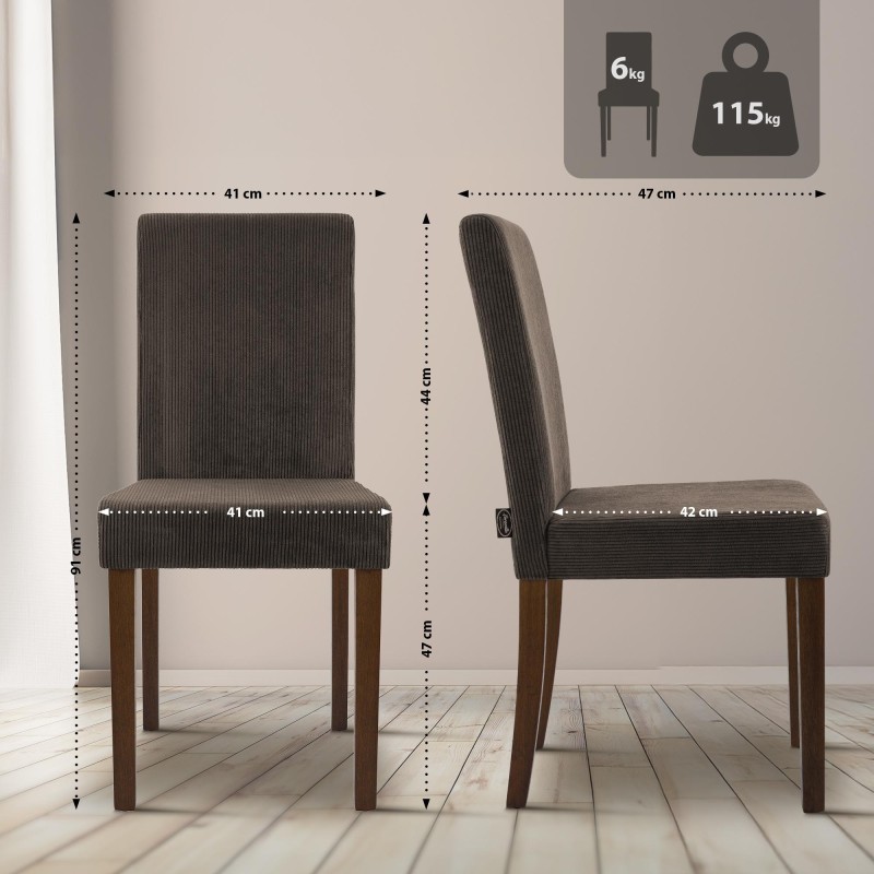 Silla de comedor Ina Cord marrón oscuro antiguo