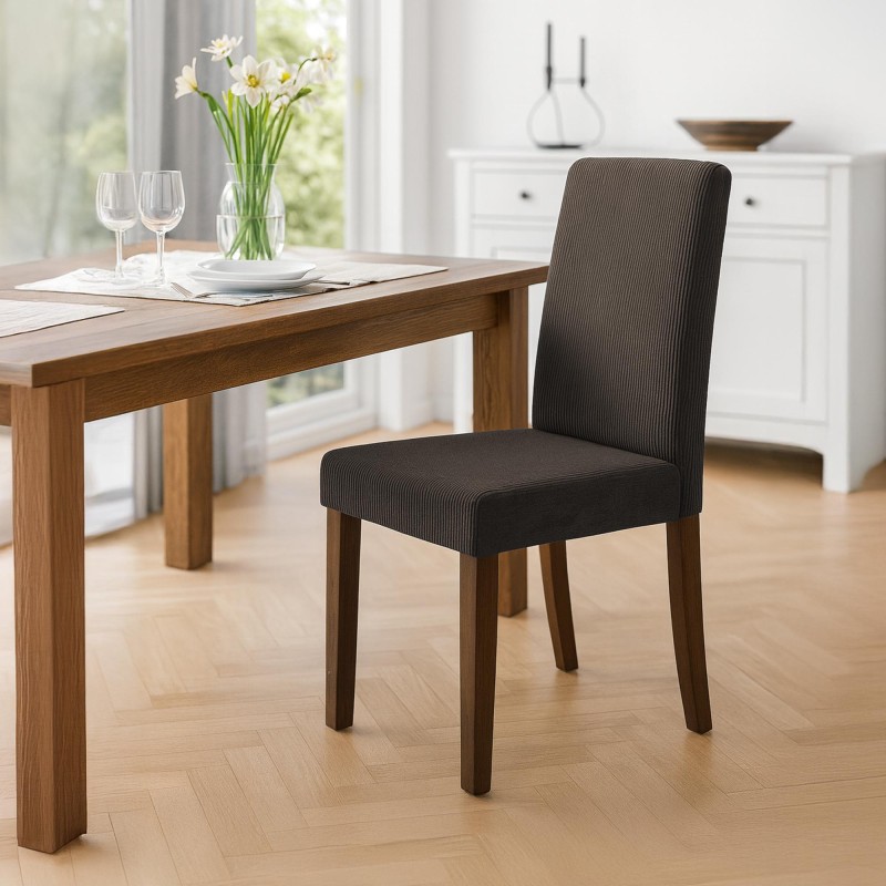 Silla de comedor Ina Cord marrón oscuro antiguo