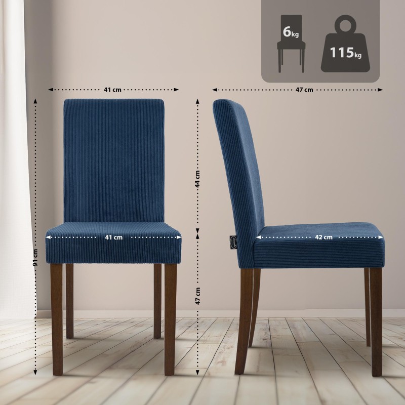 Silla de comedor Ina Cord azul oscuro antiguo