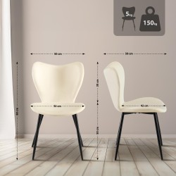 Silla de comedor Maika de terciopelo crema