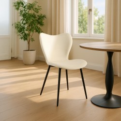 Silla de comedor Maika de terciopelo crema Silla de comedor Maika de terciopelo crema