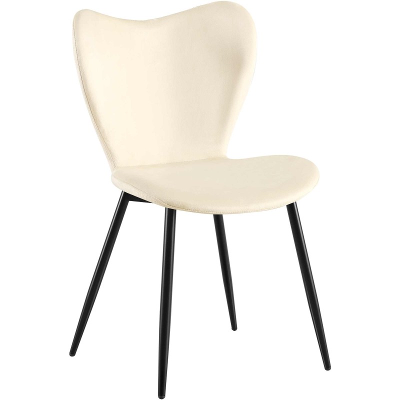 Silla de comedor Maika de terciopelo crema