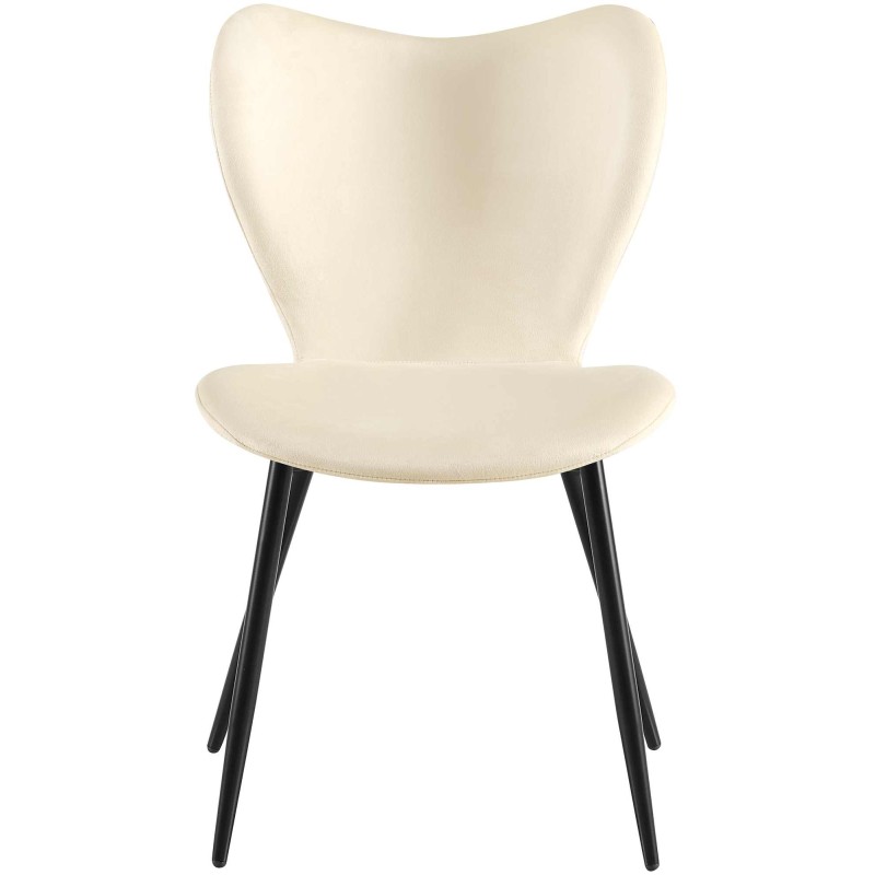 Silla de comedor Maika de terciopelo crema