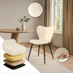 Silla de comedor Maika de terciopelo crema Silla de comedor Maika de terciopelo crema