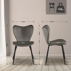 Silla de comedor Maika en terciopelo antracita
