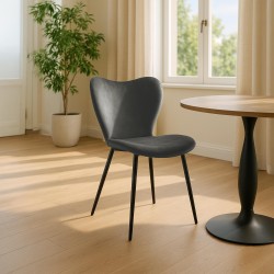 Silla de comedor Maika en terciopelo antracita Silla de comedor Maika en terciopelo antracita