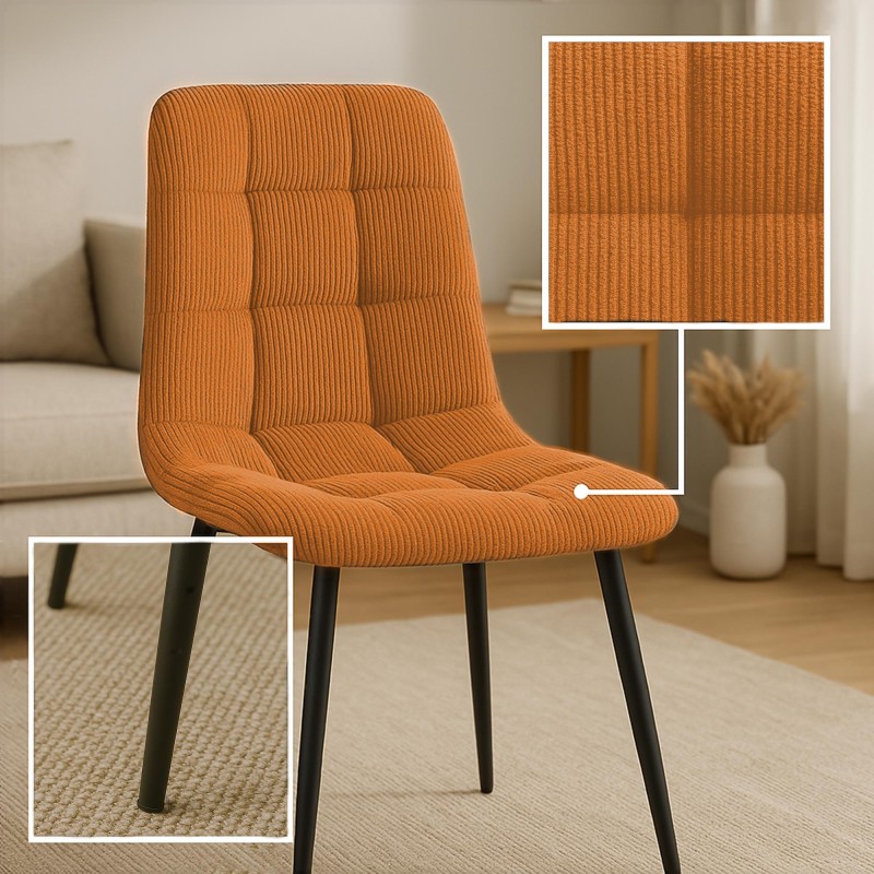 Silla de comedor Antibes Cord naranja