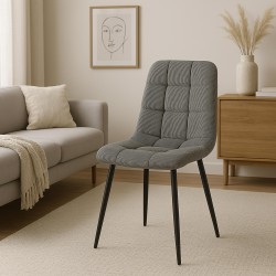 Silla de comedor Antibes de cuerda gris