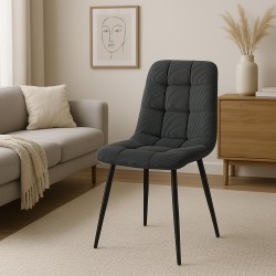 Silla de comedor Antibes Cord negra