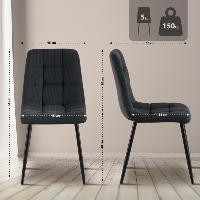 Silla de comedor Antibes Cord negra