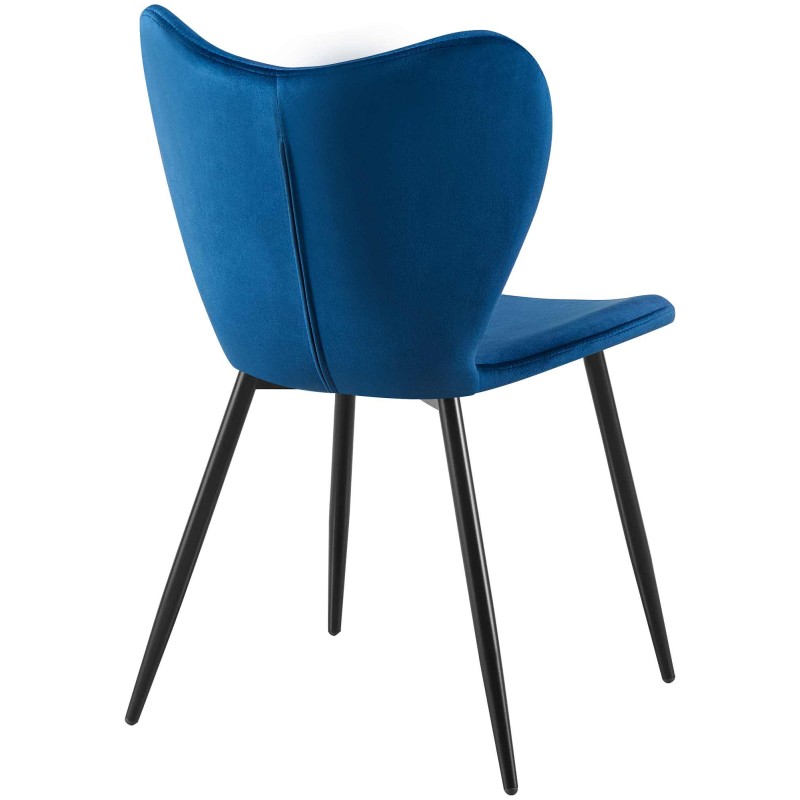 Silla de comedor Maika en terciopelo azul oscuro