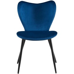 Silla de comedor Maika en terciopelo azul oscuro