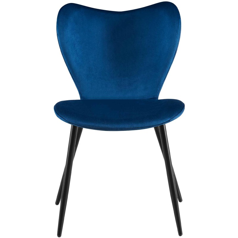 Silla de comedor Maika en terciopelo azul oscuro