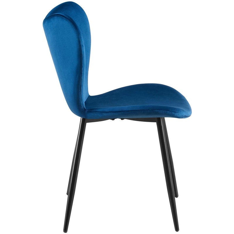 Silla de comedor Maika en terciopelo azul oscuro