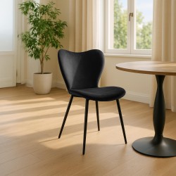 Silla de comedor Maika en terciopelo negro