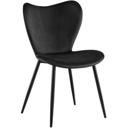 Silla de comedor Maika en terciopelo negro