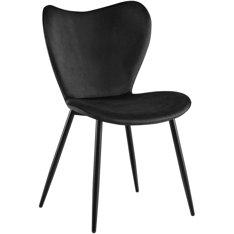 Silla de comedor Maika en terciopelo negro