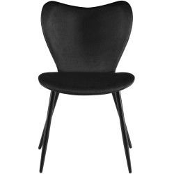 Silla de comedor Maika en terciopelo negro