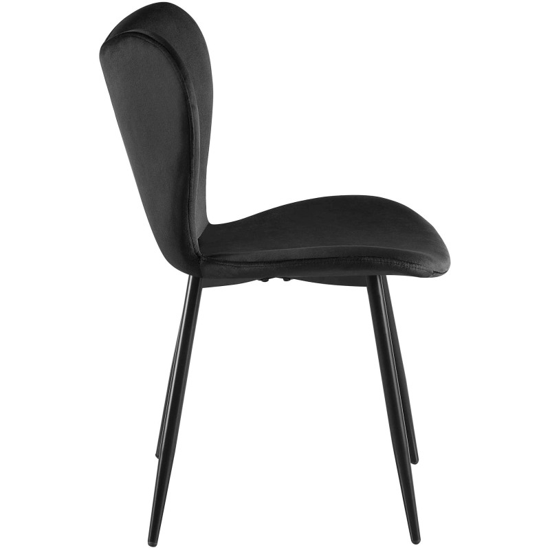 Silla de comedor Maika en terciopelo negro