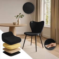 Silla de comedor Maika en terciopelo negro