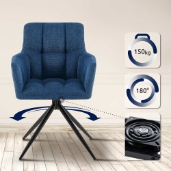 Juego de 2 sillas de comedor Jonah en tela azul oscuro