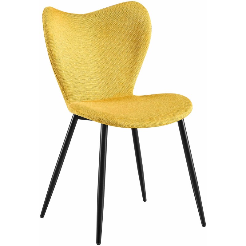 Silla de comedor Maika en tela amarilla