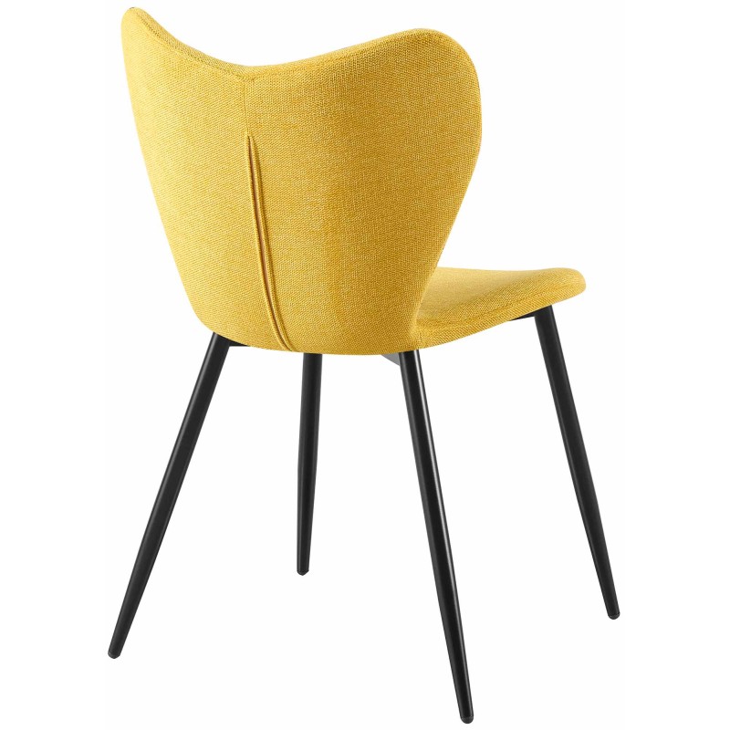 Silla de comedor Maika en tela amarilla