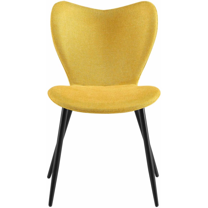 Silla de comedor Maika en tela amarilla