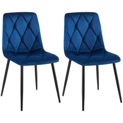 Juego de 2 sillas de comedor Clairton en terciopelo azul oscuro