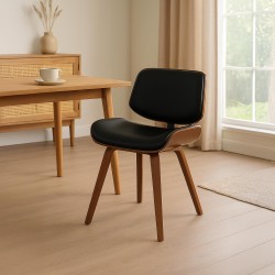 Silla de comedor Beverley, piel sintética, nogal/negro