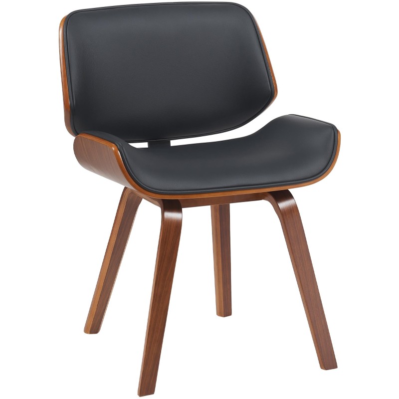 Silla de comedor Beverley, piel sintética, nogal/negro