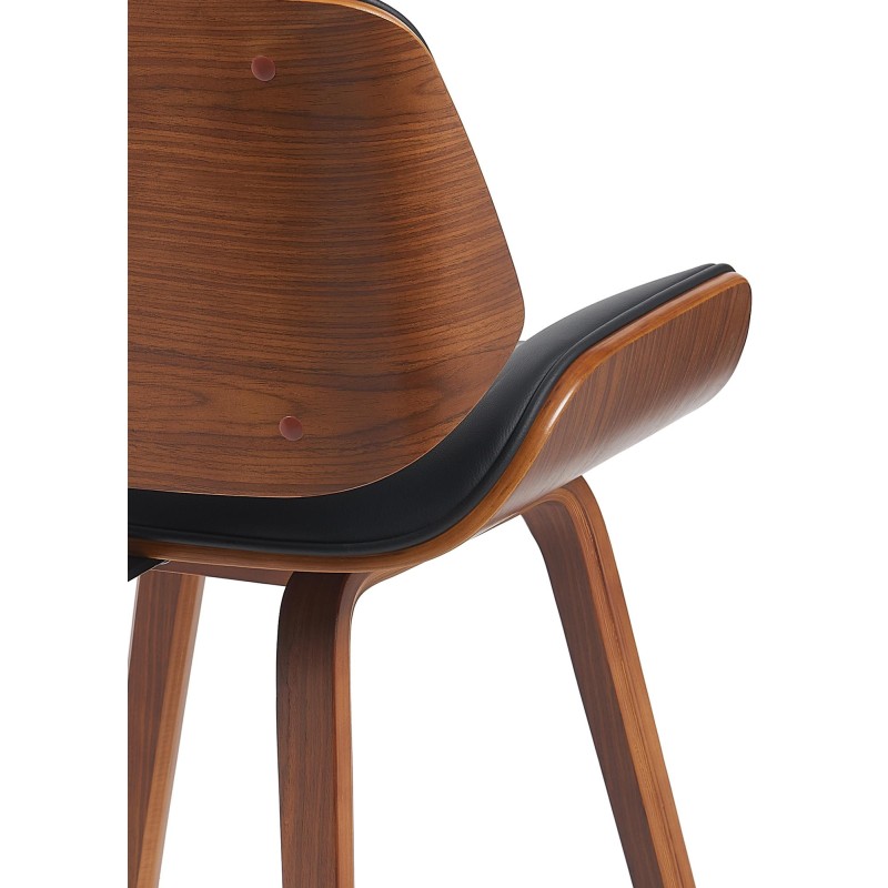 Silla de comedor Beverley, piel sintética, nogal/negro