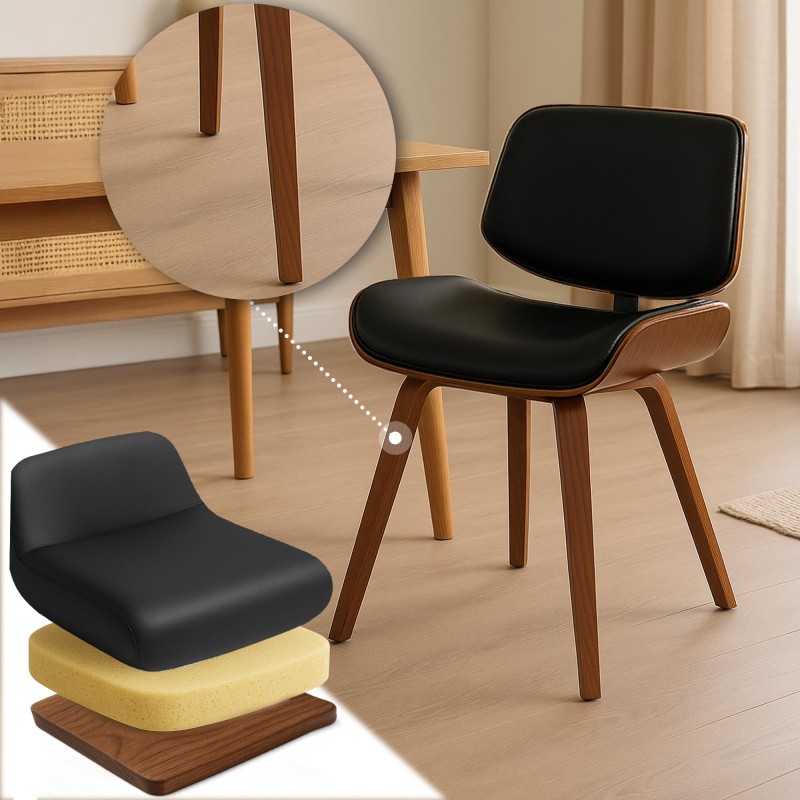 Silla de comedor Beverley, piel sintética, nogal/negro