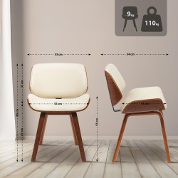Silla de comedor Beverley, piel sintética, color nogal/crema