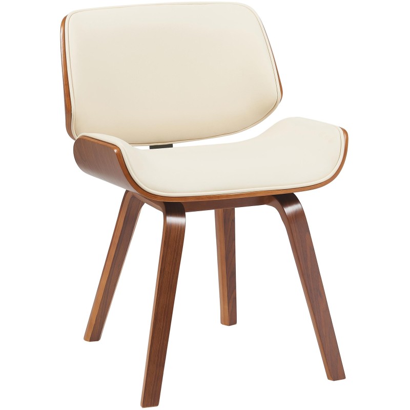 Silla de comedor Beverley, piel sintética, color nogal/crema