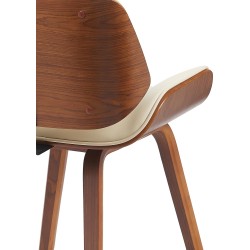 Silla de comedor Beverley, piel sintética, color nogal/crema