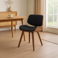 Silla de comedor Beverley en nogal/tela negra Silla de comedor Beverley en nogal/tela negra