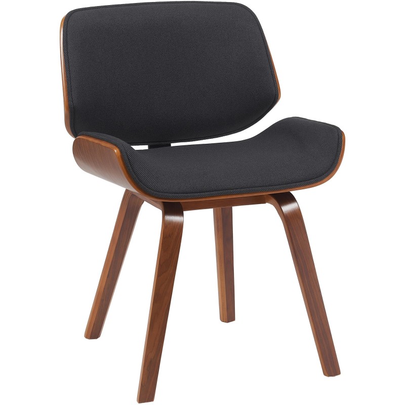 Silla de comedor Beverley en nogal/tela negra