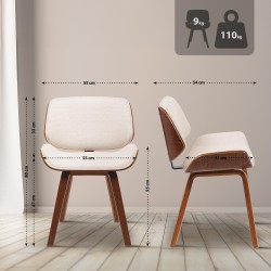 Silla de comedor Beverley en tela nogal/crema