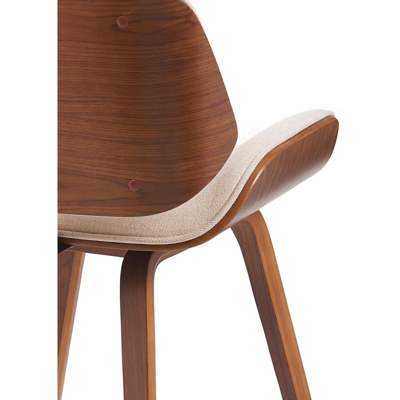 Silla de comedor Beverley en tela nogal/crema