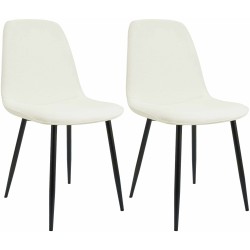 Juego de 2 sillas de comedor Maryam en tela color crema