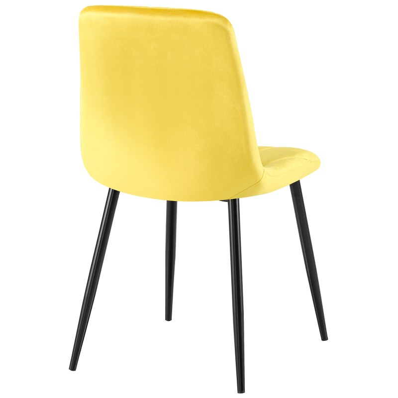 Silla de comedor Clairton en terciopelo amarillo