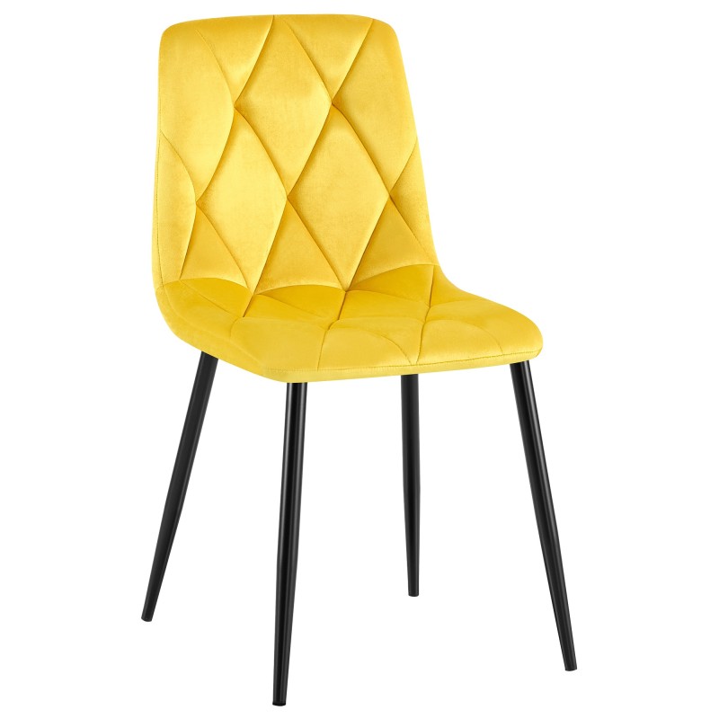 Silla de comedor Clairton en terciopelo amarillo