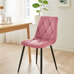 Silla de comedor Clairton en terciopelo rosa