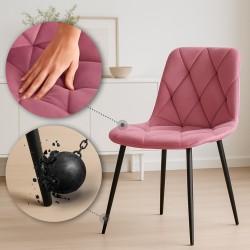 Silla de comedor Clairton en terciopelo rosa