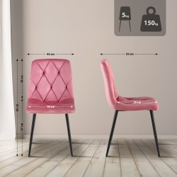 Silla de comedor Clairton en terciopelo rosa
