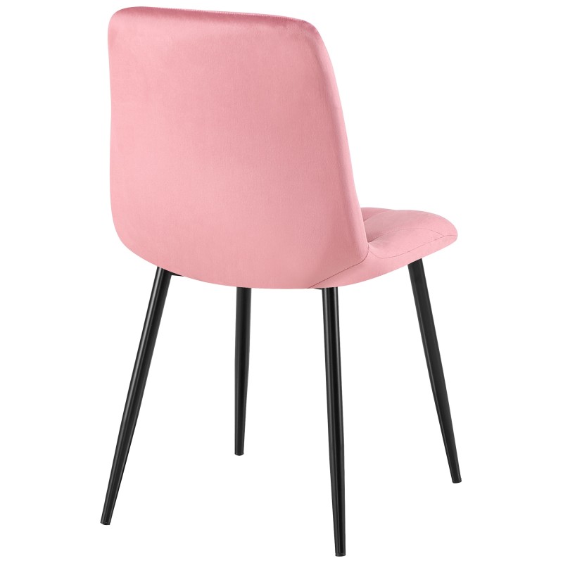 Silla de comedor Clairton en terciopelo rosa