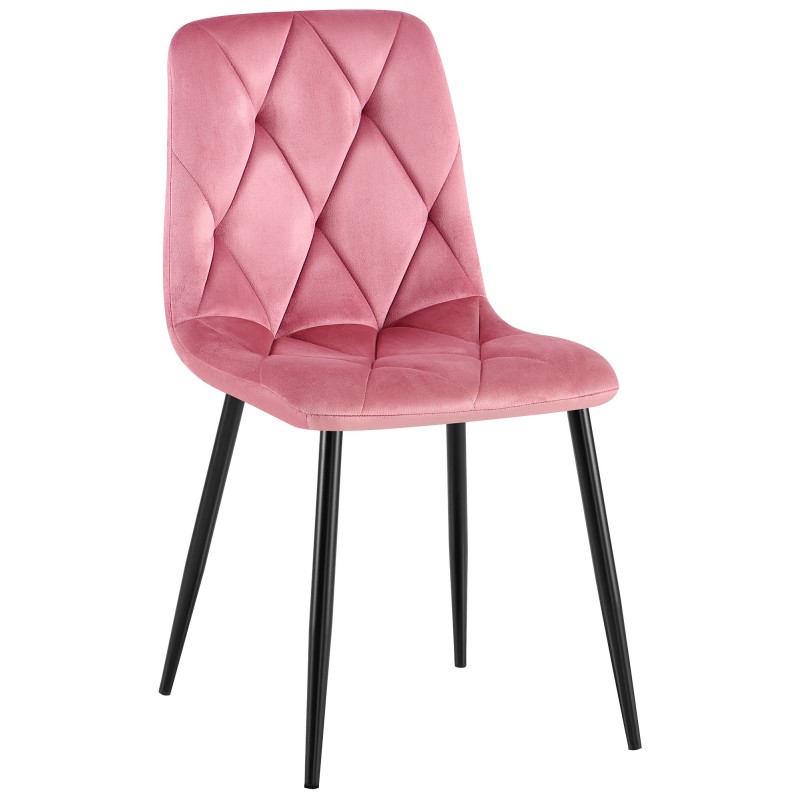 Silla de comedor Clairton en terciopelo rosa
