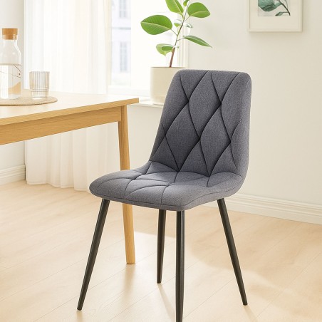 Silla de comedor Clairton en tela gris oscuro